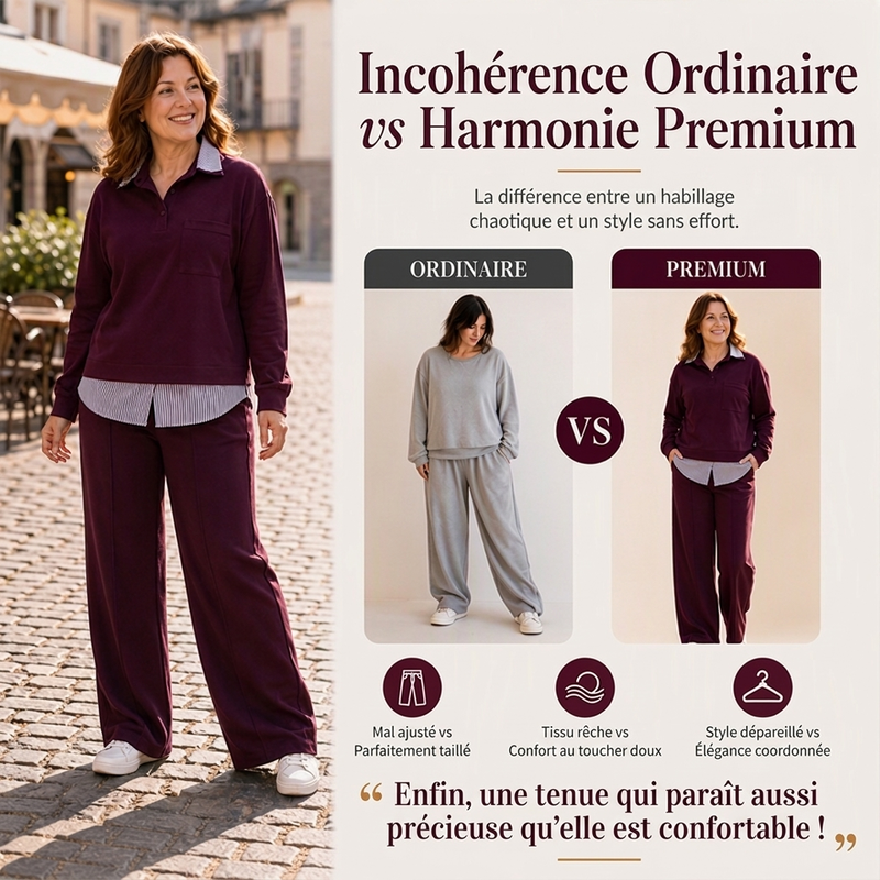 Ensemble femme sweat et pantalon à deux pièces fictives