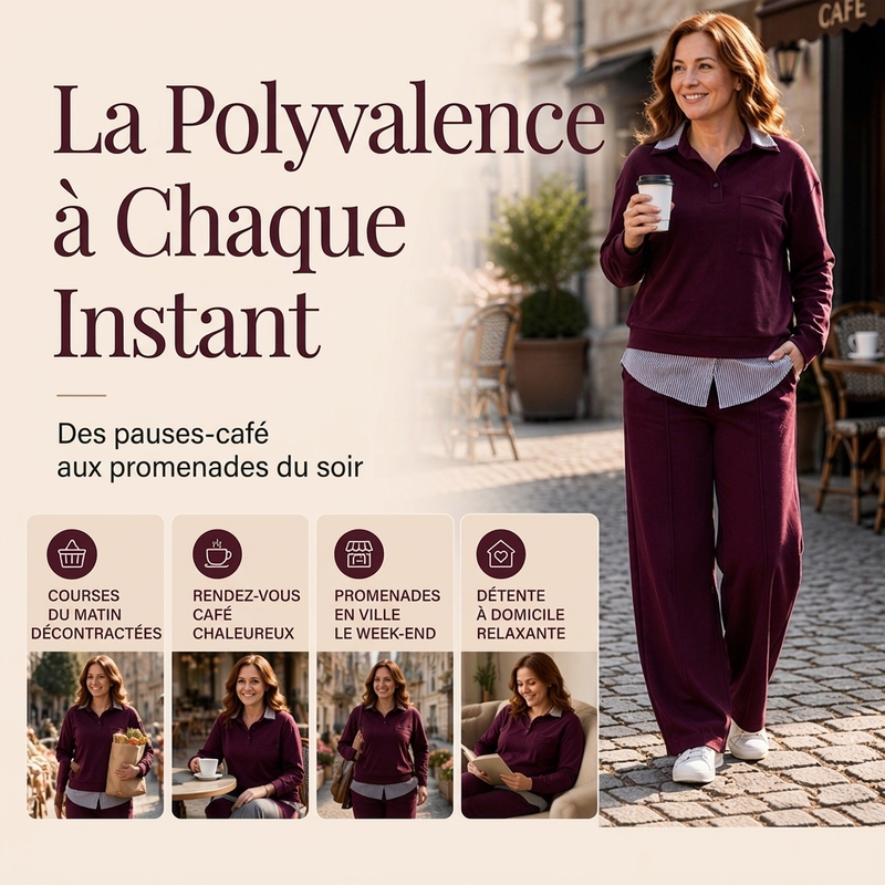 Ensemble femme sweat et pantalon à deux pièces fictives