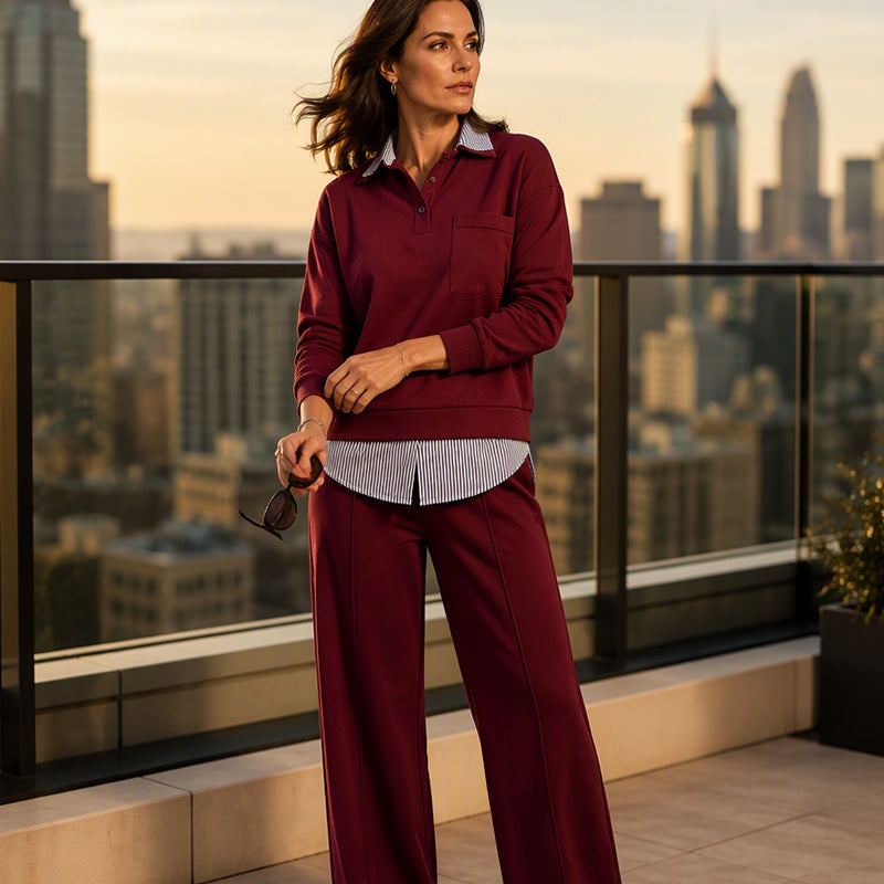 Ensemble femme sweat et pantalon à deux pièces fictives
