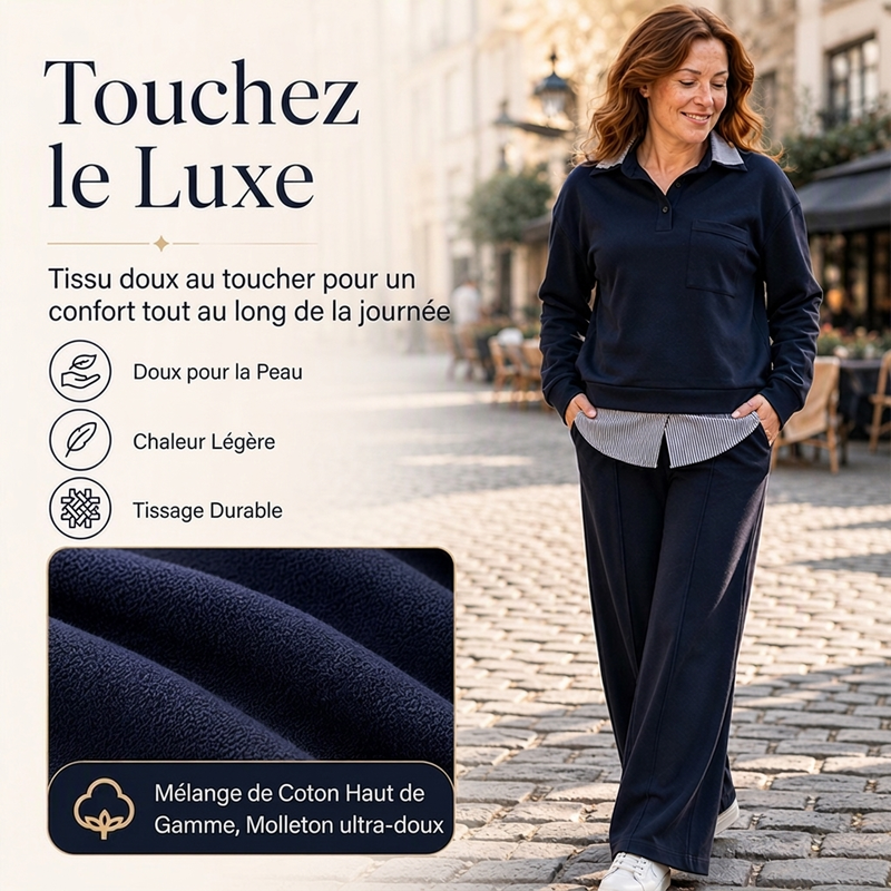 Ensemble femme sweat et pantalon à deux pièces fictives