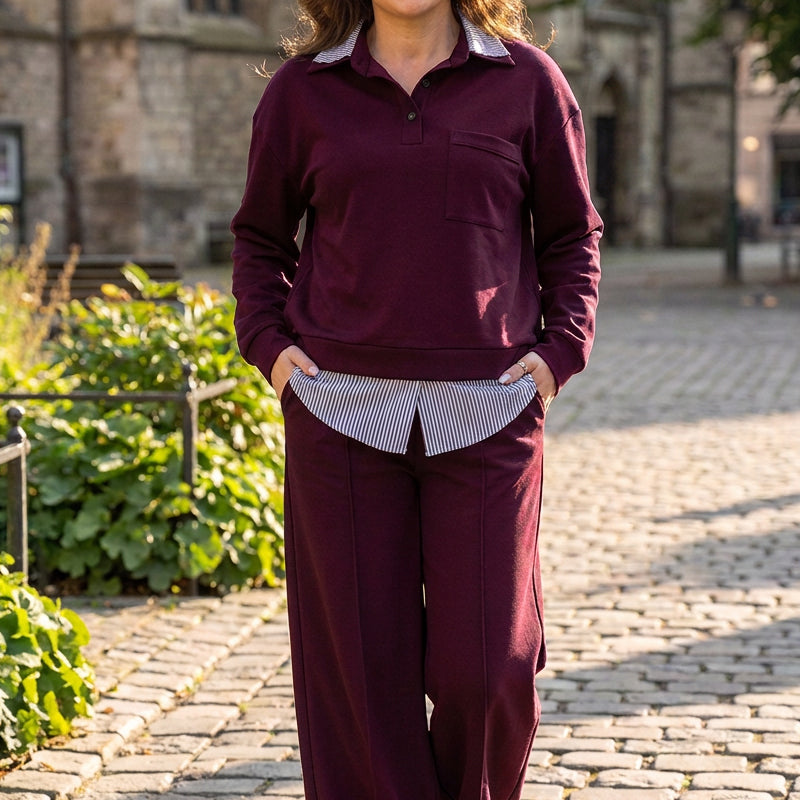 Ensemble femme sweat et pantalon à deux pièces fictives