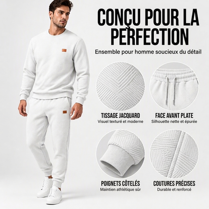 Ensemble de sport décontracté pour hommes en jacquard texturé