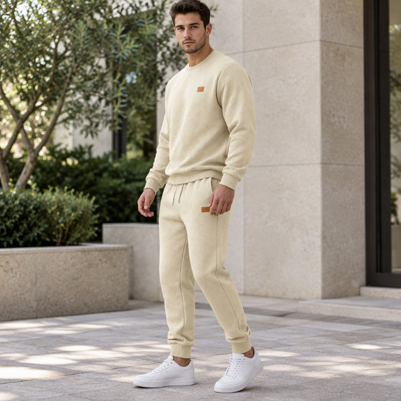 Ensemble de sport décontracté pour hommes en jacquard texturé
