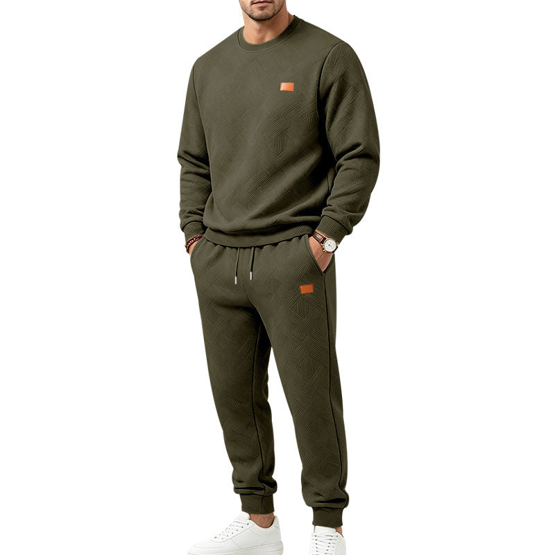 Ensemble de sport décontracté pour hommes en jacquard texturé