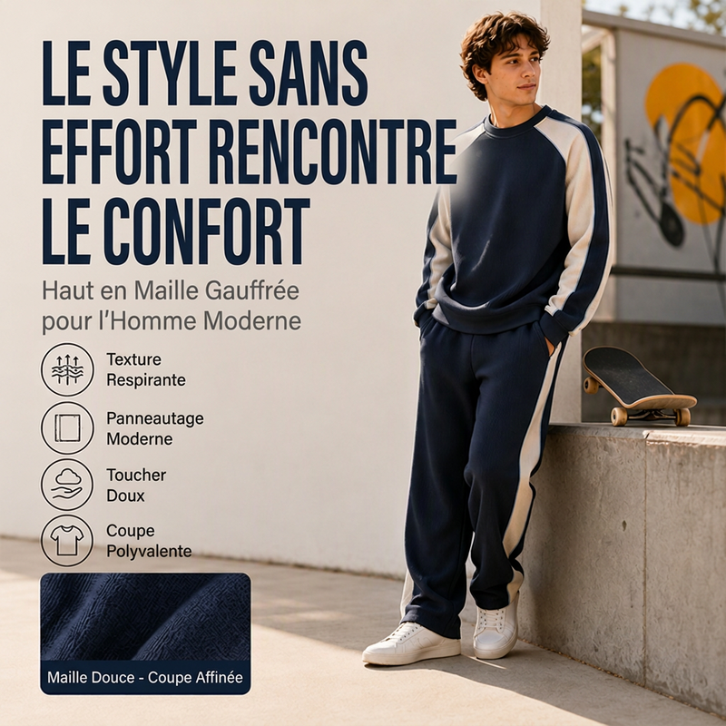 ⏳Liquidation totale⏳Sweat-shirt ample à blocs de couleurs pour hommes