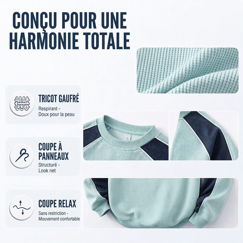 ⏳Liquidation totale⏳Sweat-shirt ample à blocs de couleurs pour hommes