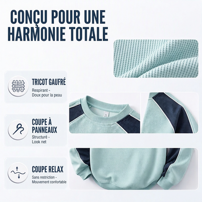 ⏳Liquidation totale⏳Sweat-shirt ample à blocs de couleurs pour hommes