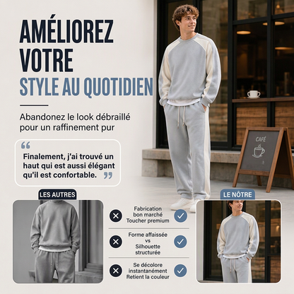 ⏳Liquidation totale⏳Sweat-shirt ample à blocs de couleurs pour hommes