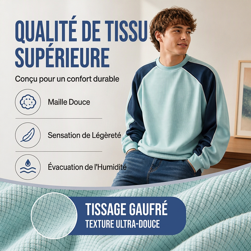⏳Liquidation totale⏳Sweat-shirt ample à blocs de couleurs pour hommes