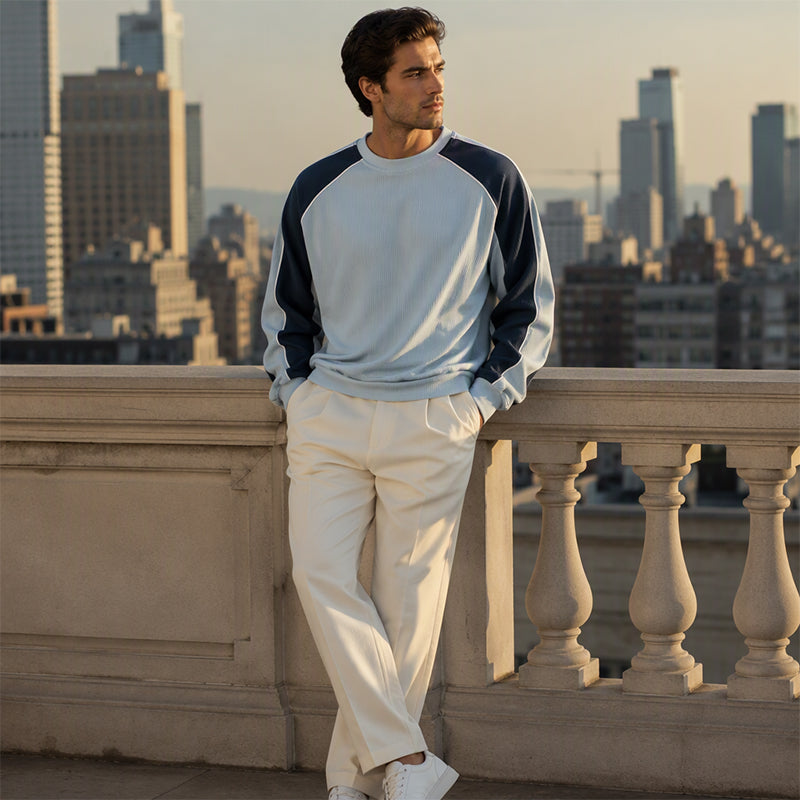 ⏳Liquidation totale⏳Sweat-shirt ample à blocs de couleurs pour hommes