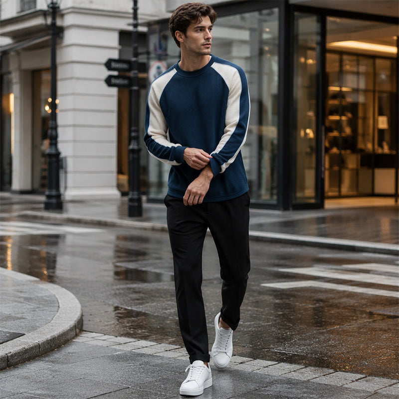 ⏳Liquidation totale⏳Sweat-shirt ample à blocs de couleurs pour hommes