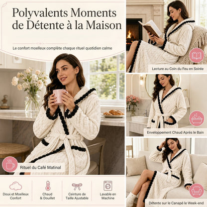 Peignoir en peluche tricoté manches longues épais
