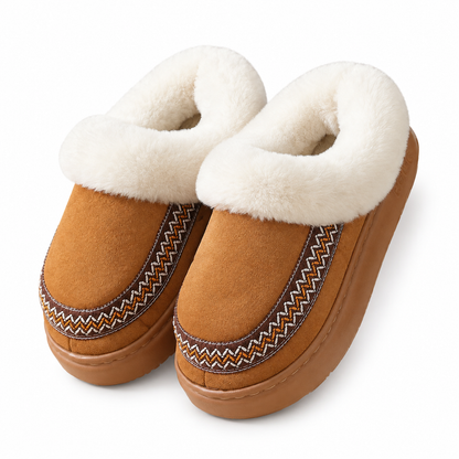 Pantoufles chaudes et épaisses pour femme, chaussures d'intérieur antidérapantes avec bordure en dentelle