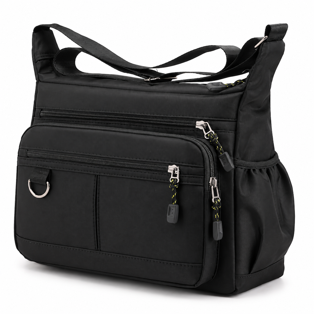 Sac bandoulière grande capacité pour homme, sac à bandoulière décontracté pour affaires à plusieurs poches et durable