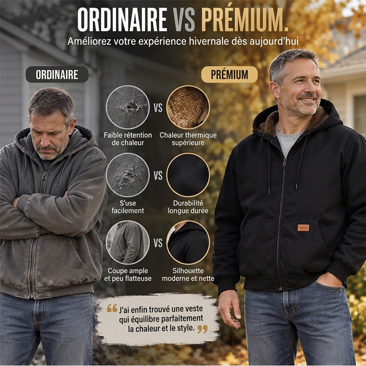 Veste d'hiver décontractée à capuche et thermorégulatrice pour homme