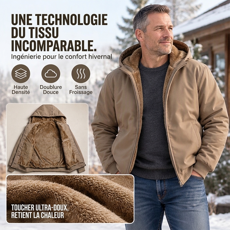 Veste d'hiver décontractée à capuche et thermorégulatrice pour homme