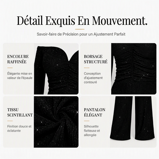 Combinaison élégant à paillettes et épaules dénudées pour femmes