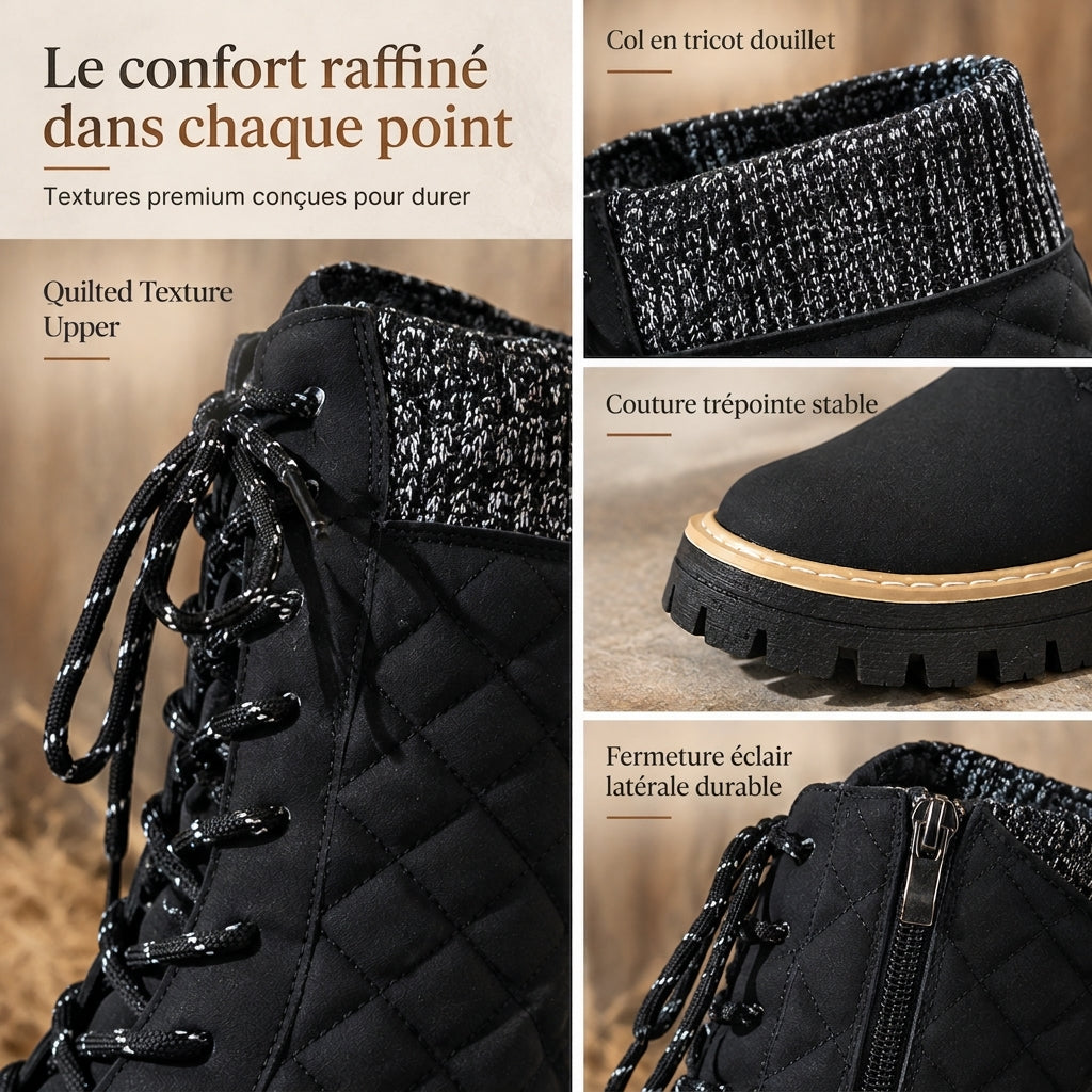 Bottes femmes à plateforme et bout rond pour mollets, chaussures à semelle épaisse en grandes tailles pour l'automne