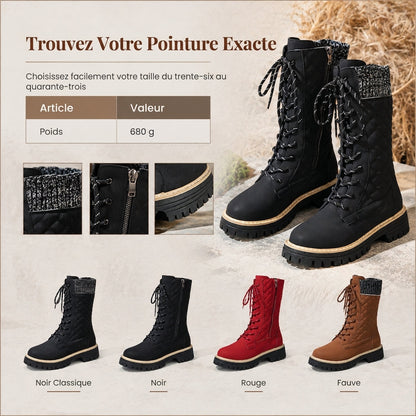 Bottes femmes à plateforme et bout rond pour mollets, chaussures à semelle épaisse en grandes tailles pour l'automne