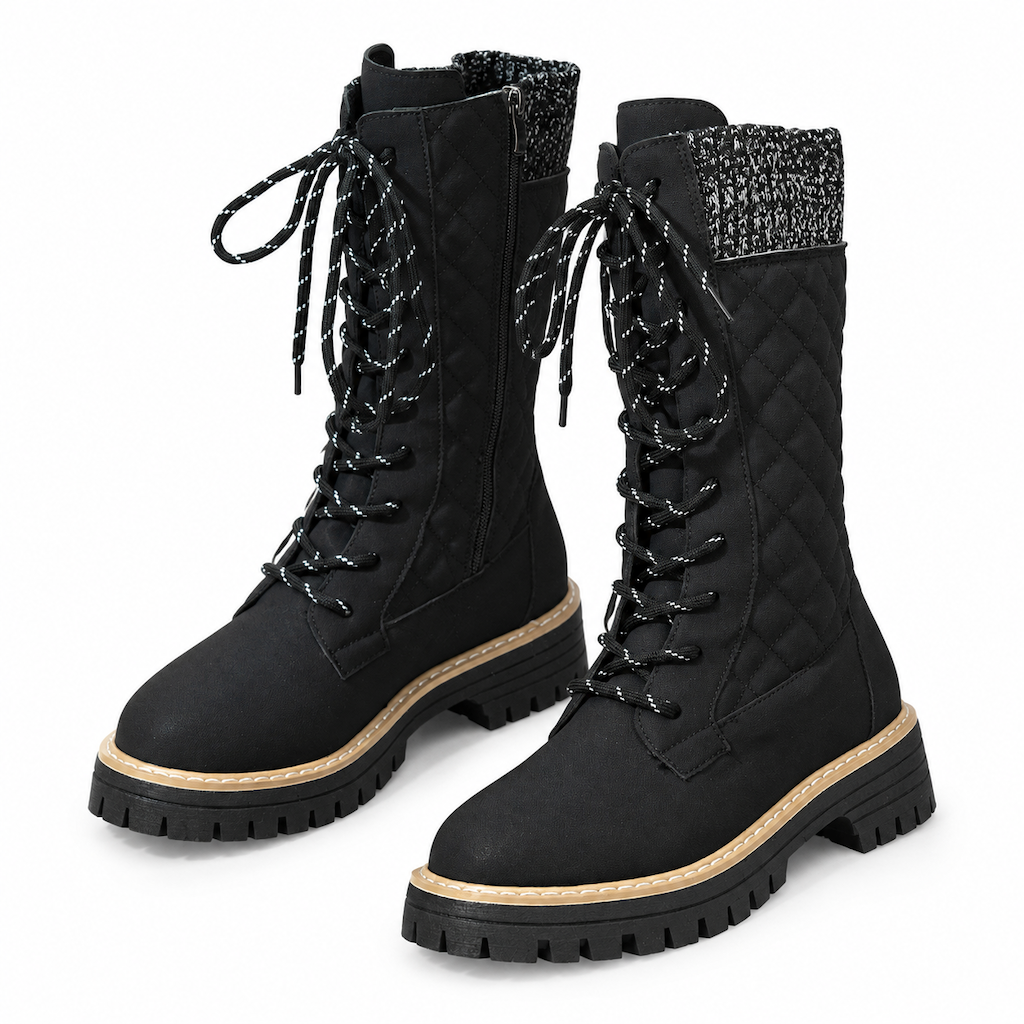 Bottes femmes à plateforme et bout rond pour mollets, chaussures à semelle épaisse en grandes tailles pour l'automne