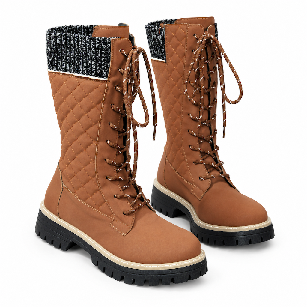Bottes femmes à plateforme et bout rond pour mollets, chaussures à semelle épaisse en grandes tailles pour l'automne