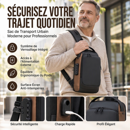 Sac bandoulière anti-vol avec port de charge USB pour hommes