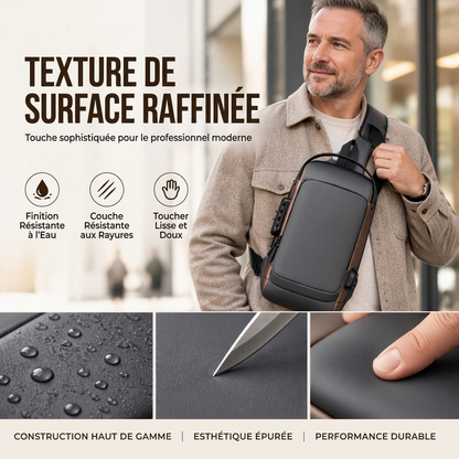 Sac bandoulière anti-vol avec port de charge USB pour hommes