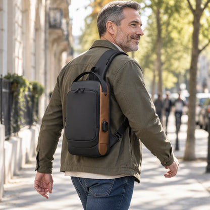 Sac bandoulière anti-vol avec port de charge USB pour hommes