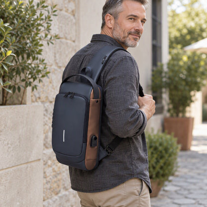 Sac bandoulière anti-vol avec port de charge USB pour hommes