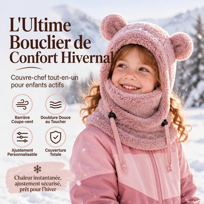 Balaclava doudou et chaude pour enfants avec d'adorables oreilles d'ours