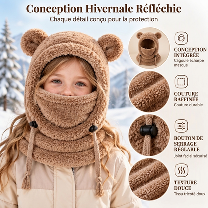 Balaclava doudou et chaude pour enfants avec d'adorables oreilles d'ours