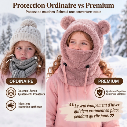 Balaclava doudou et chaude pour enfants avec d'adorables oreilles d'ours