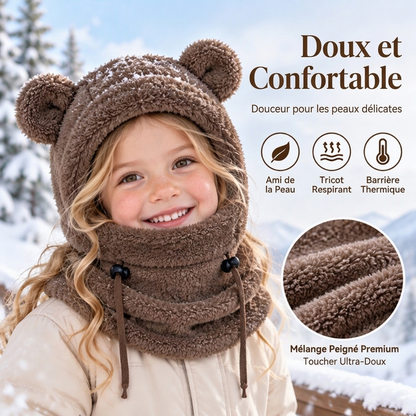 Balaclava doudou et chaude pour enfants avec d'adorables oreilles d'ours