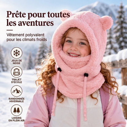 Balaclava doudou et chaude pour enfants avec d'adorables oreilles d'ours