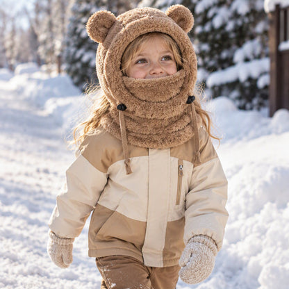 Balaclava doudou et chaude pour enfants avec d'adorables oreilles d'ours