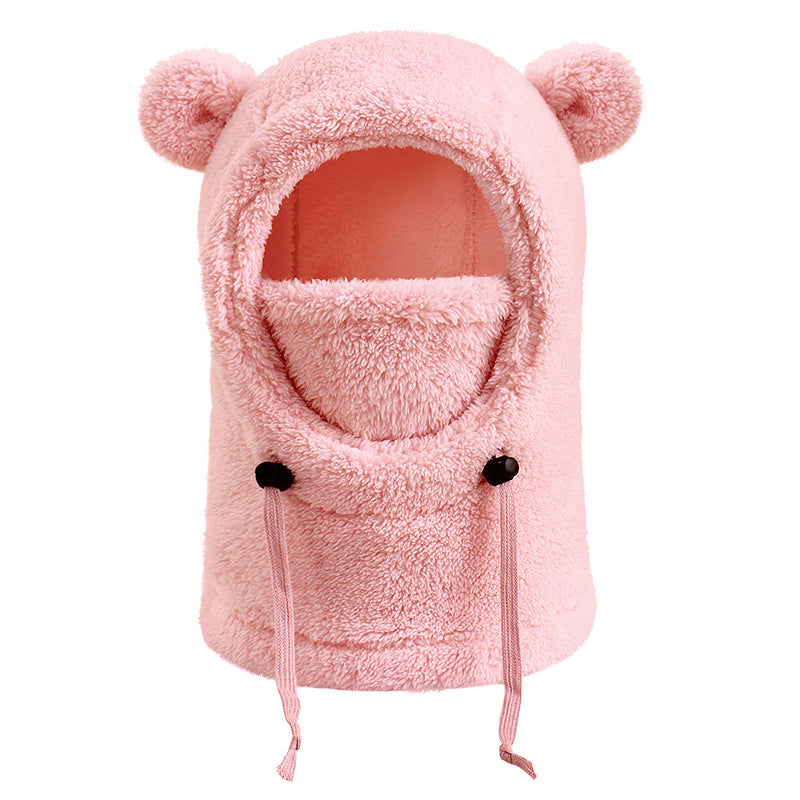 Balaclava doudou et chaude pour enfants avec d'adorables oreilles d'ours