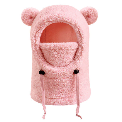 Balaclava doudou et chaude pour enfants avec d'adorables oreilles d'ours