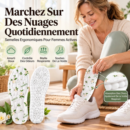 Semelles respirantes anti-odeurs à la camélia