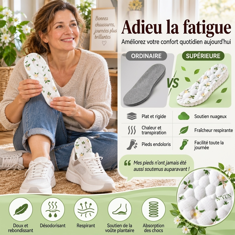 Semelles respirantes anti-odeurs à la camélia