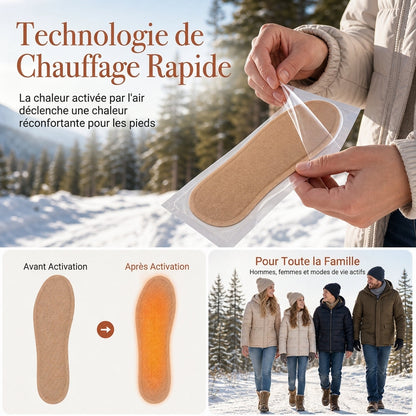 Semelles chauffantes jetables à température constante pour hommes, femmes et enfants