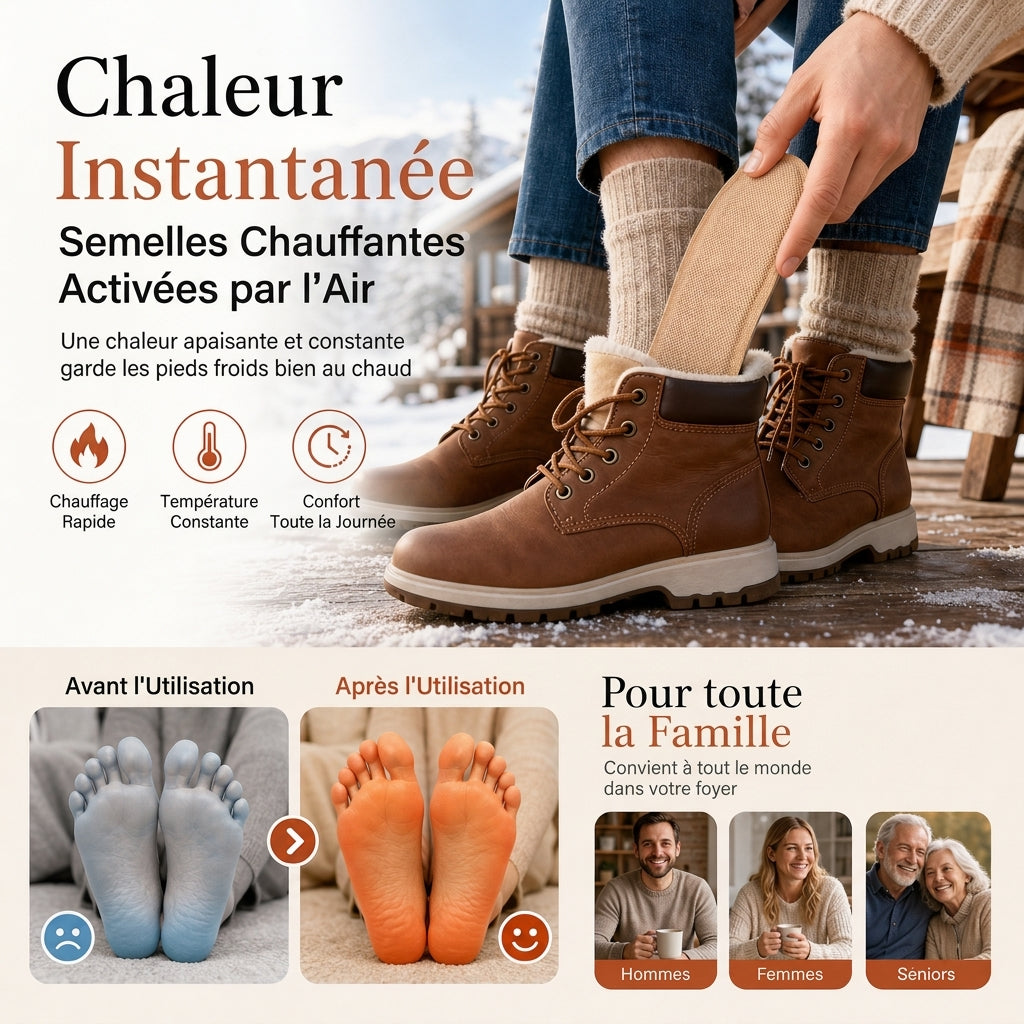 Semelles chauffantes jetables à température constante pour hommes, femmes et enfants