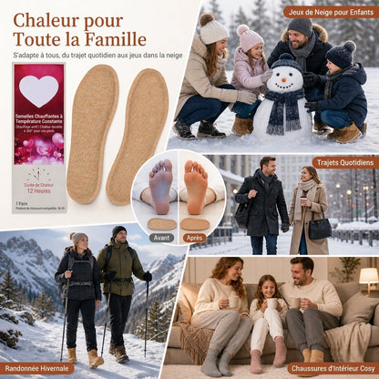 Semelles chauffantes jetables à température constante pour hommes, femmes et enfants