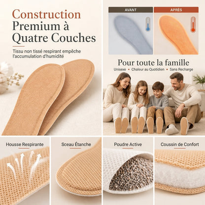 Semelles chauffantes jetables à température constante pour hommes, femmes et enfants
