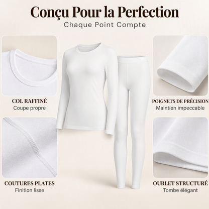 Ensemble de sous-vêtements thermiques extensibles pour femmes