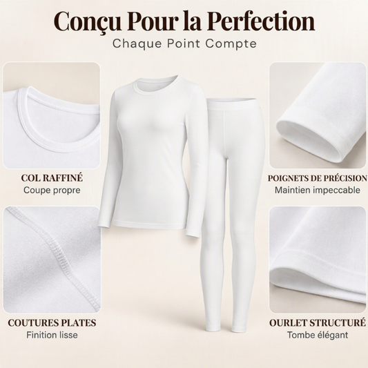 Ensemble de sous-vêtements thermiques extensibles pour femmes