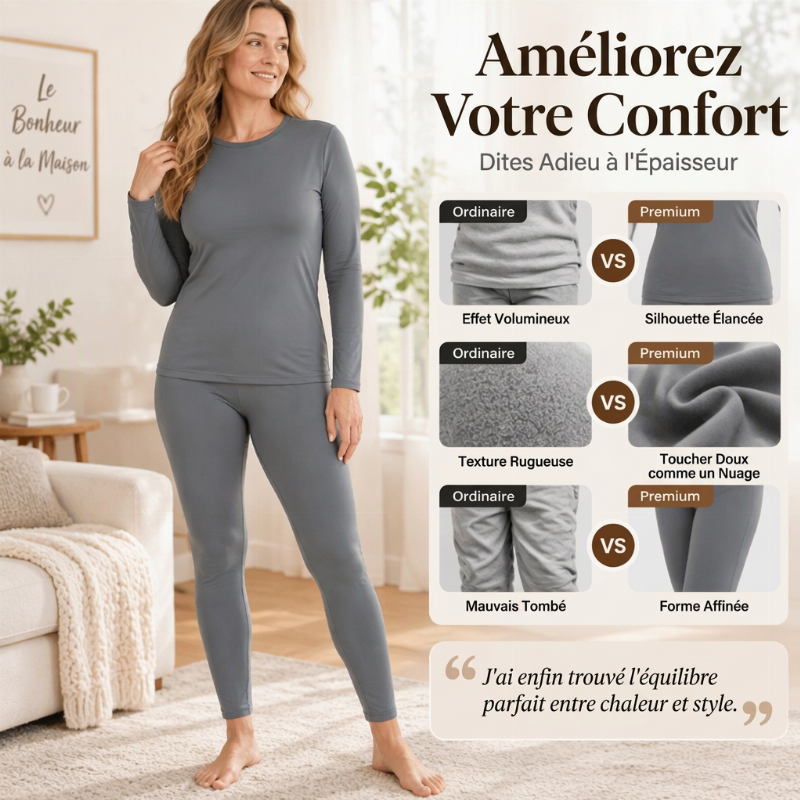 Ensemble de sous-vêtements thermiques extensibles pour femmes