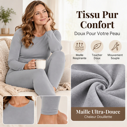 Ensemble de sous-vêtements thermiques extensibles pour femmes