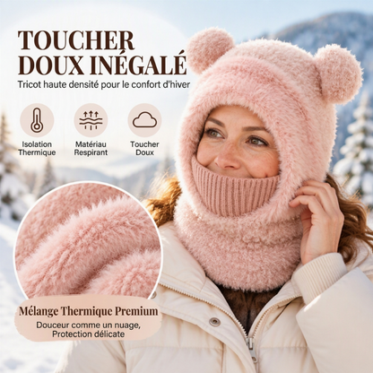 Bonnet d'hiver 3-en-1 pour ours avec écharpe et masque