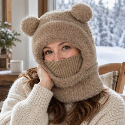 Bonnet d'hiver 3-en-1 pour ours avec écharpe et masque