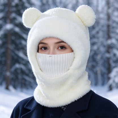 Bonnet d'hiver 3-en-1 pour ours avec écharpe et masque
